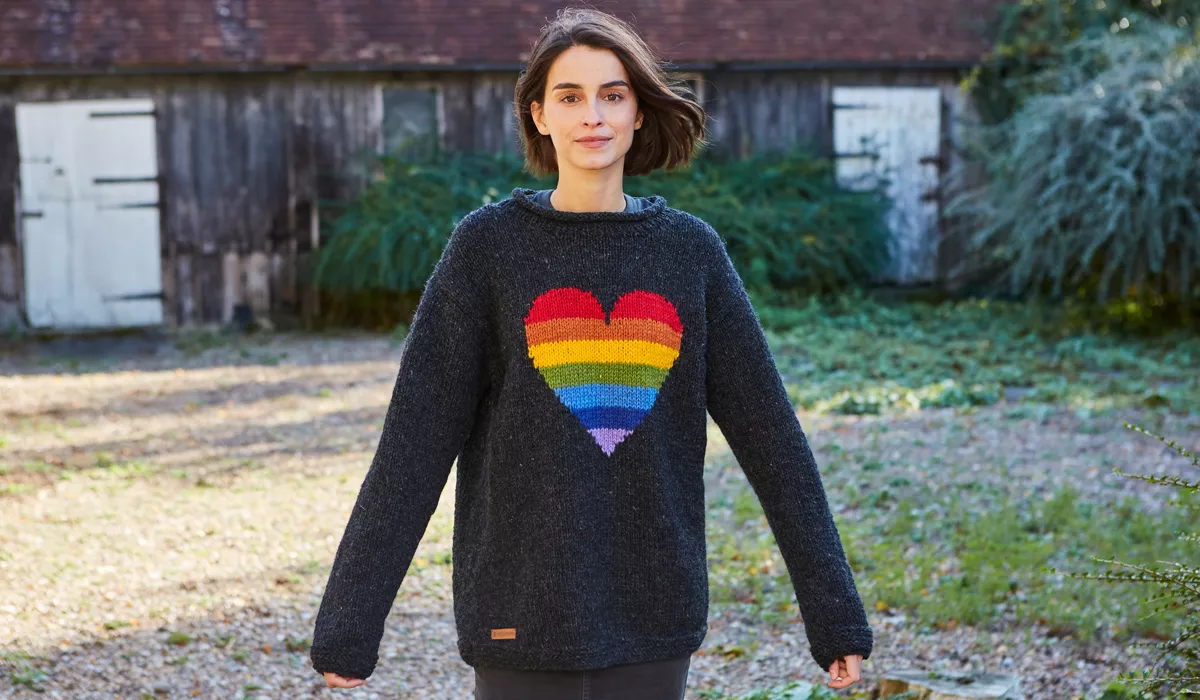 heart, rainbow, sweater, rainbow sweater, heart sweater
